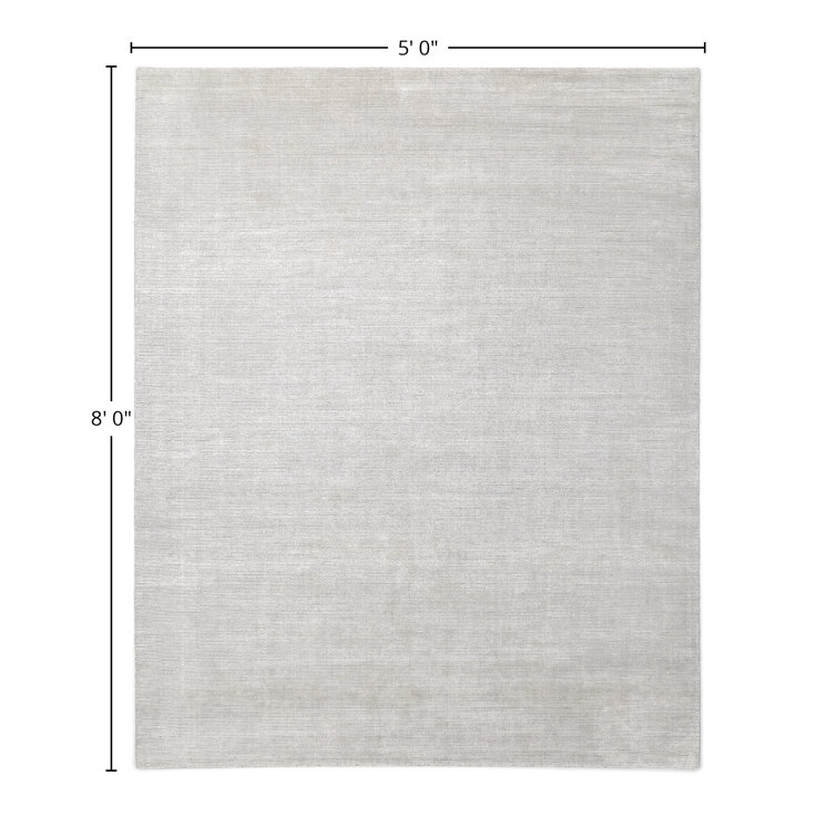 Gray Hand-Knotted Wool and Viscose Area Rug 8' x 10'