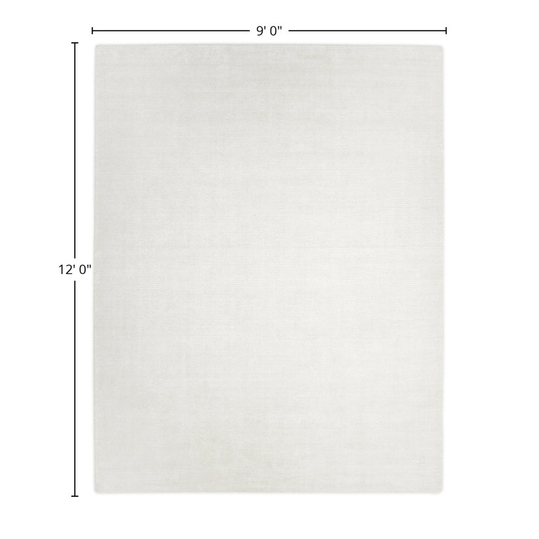 Elegant Ivory Stripe Handmade Wool & Viscose 9' x 12' Area Rug