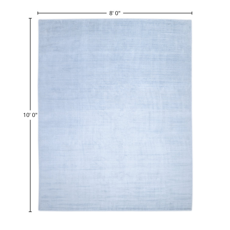 Elegant Hand-Loomed Viscose 8'x10' Light Blue Area Rug