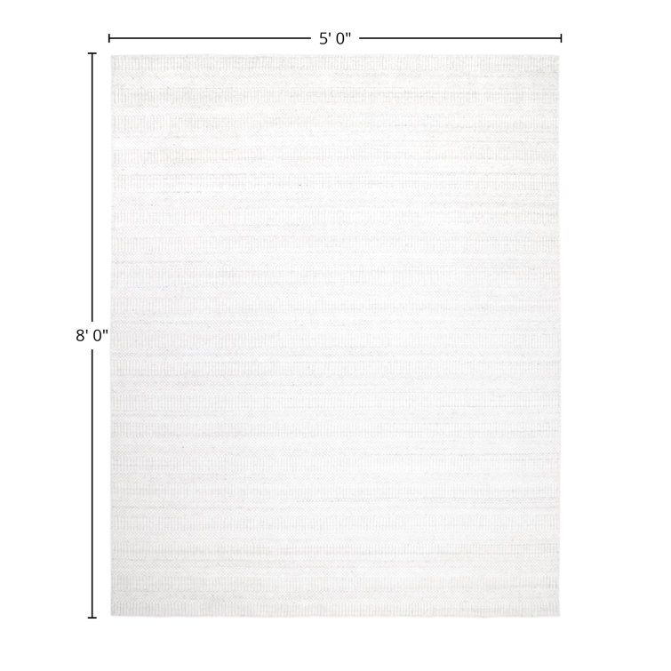 Ivory Elegance 8' x 10' Hand-Knotted Wool & Viscose Area Rug
