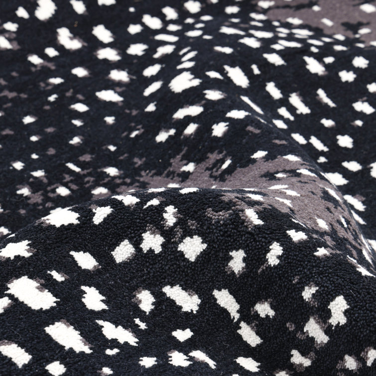 Handmade Black and Gray Wool 9' x 12' Area Rug
