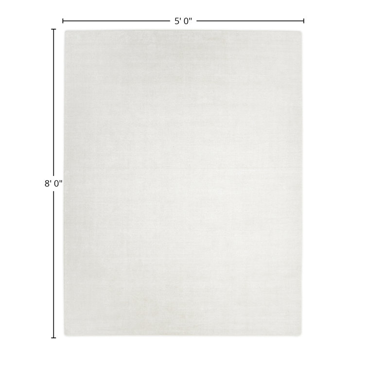 Handmade Ivory Stripe Wool-Viscose Blend Rectangular Rug 8' x 10'