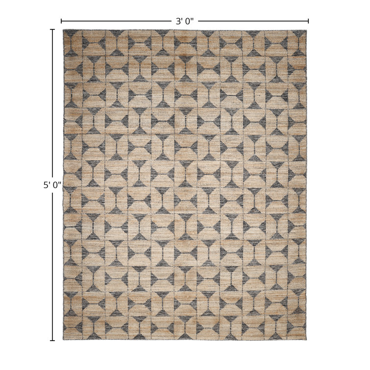 Handmade Black and Brown Cotton Geometric Area Rug