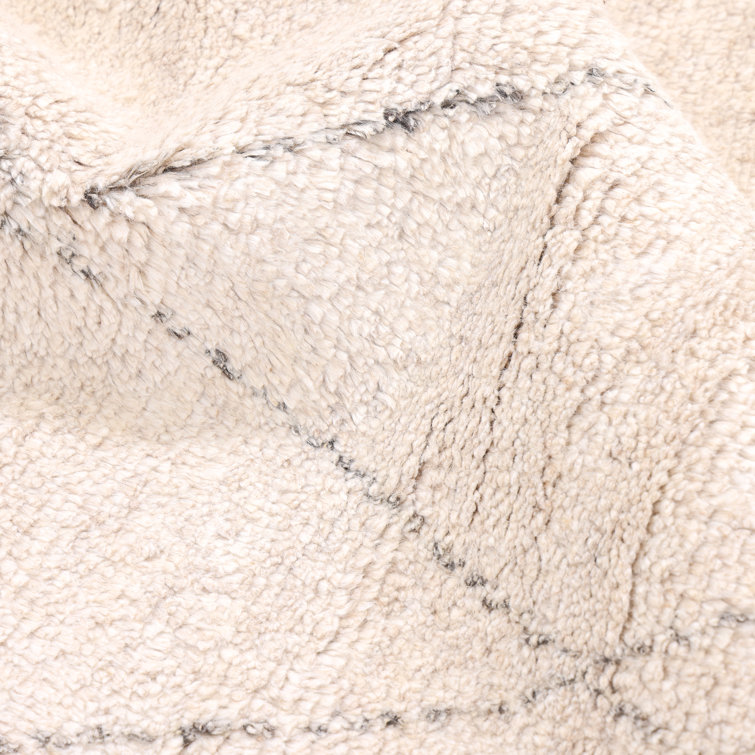 Ivory Wool-Viscose Blend Hand-Knotted Moroccan Shag Rug - 8' x 10'