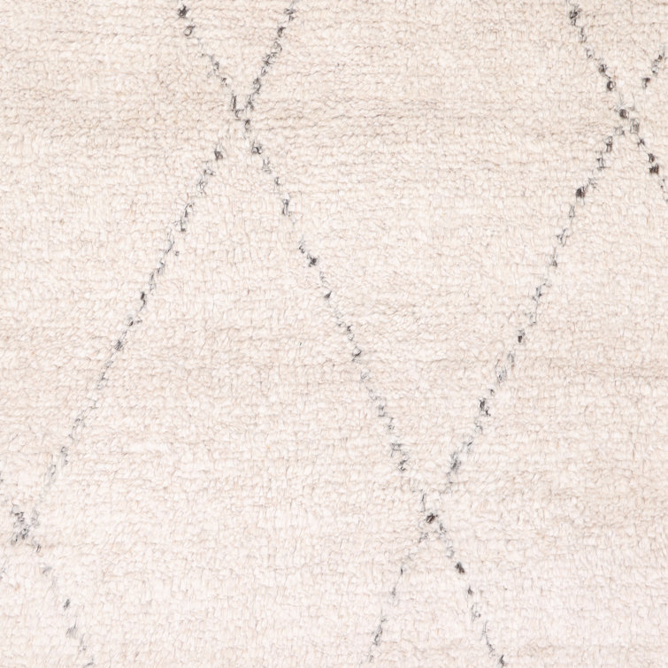 Ivory Wool-Viscose Blend Hand-Knotted Moroccan Shag Rug - 8' x 10'