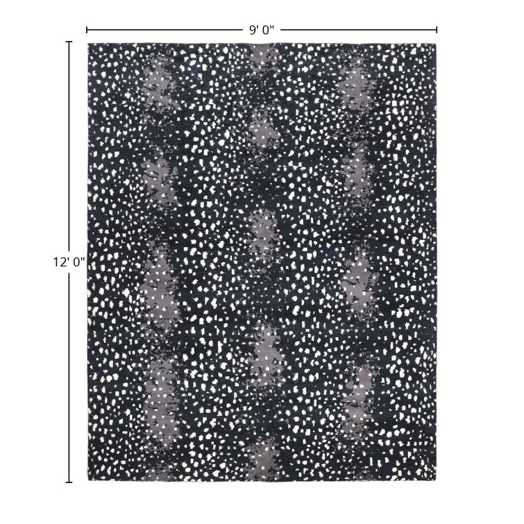 Handmade Black and Gray Wool 9' x 12' Area Rug