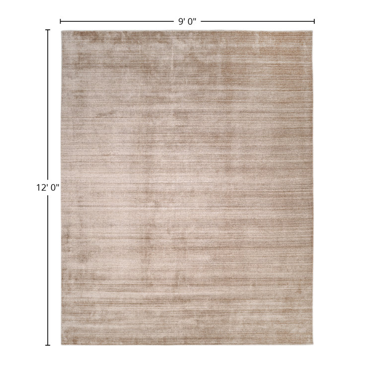 Solo Harbor Hand-Knotted Caramel Stripe Wool-Viscose 9' x 12' Area Rug