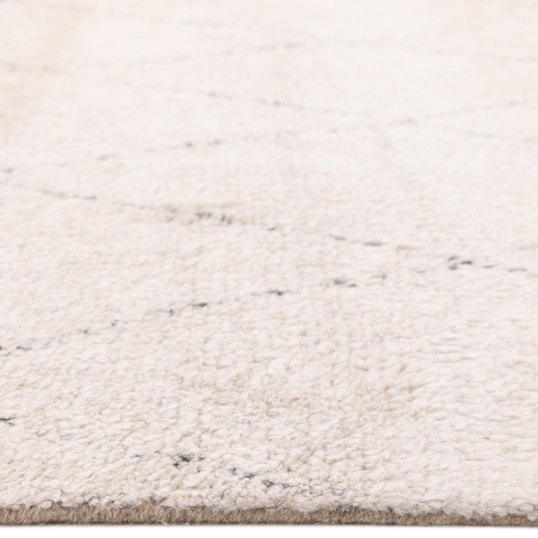 Ivory Wool-Viscose Blend Hand-Knotted Moroccan Shag Rug - 8' x 10'