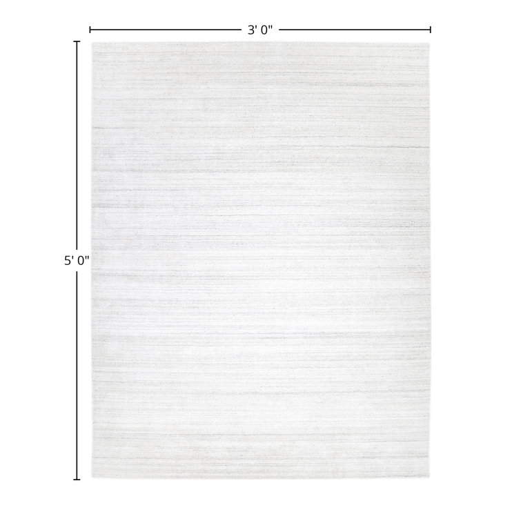 Handmade White Solid Wool Area Rug 3' x 5'