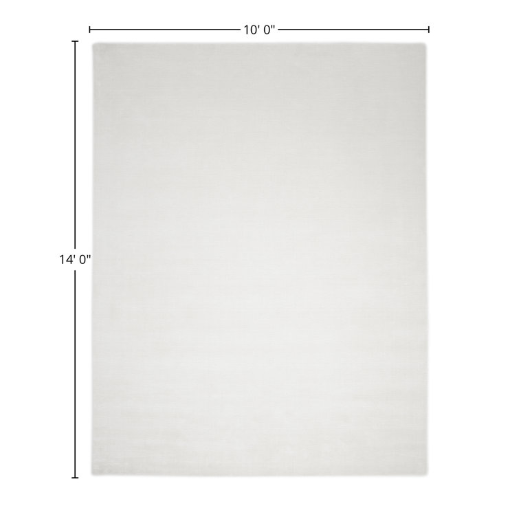 Elegant Handmade Ivory Stripe Wool & Viscose 10' x 14' Area Rug