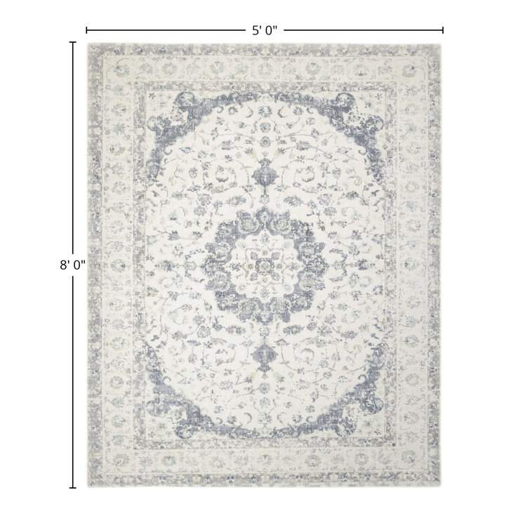 Ivory Floral Motif 8' x 10' Hand-Knotted Wool-Viscose Rug