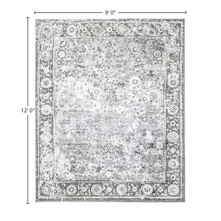 Elegant Bone Viscose 9' x 12' Hand-Knotted Transitional Area Rug