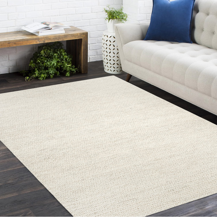 Transitional Hand-Knotted Beige Cotton Area Rug, 9' x 12'