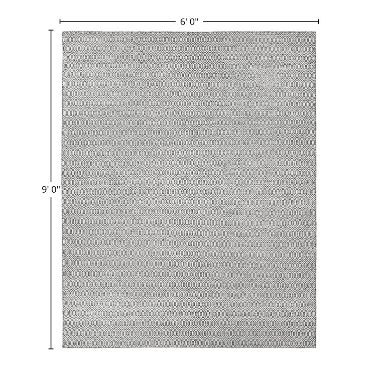 Charcoal Geometric Wool 6' x 9' Handmade Flat Woven Rug
