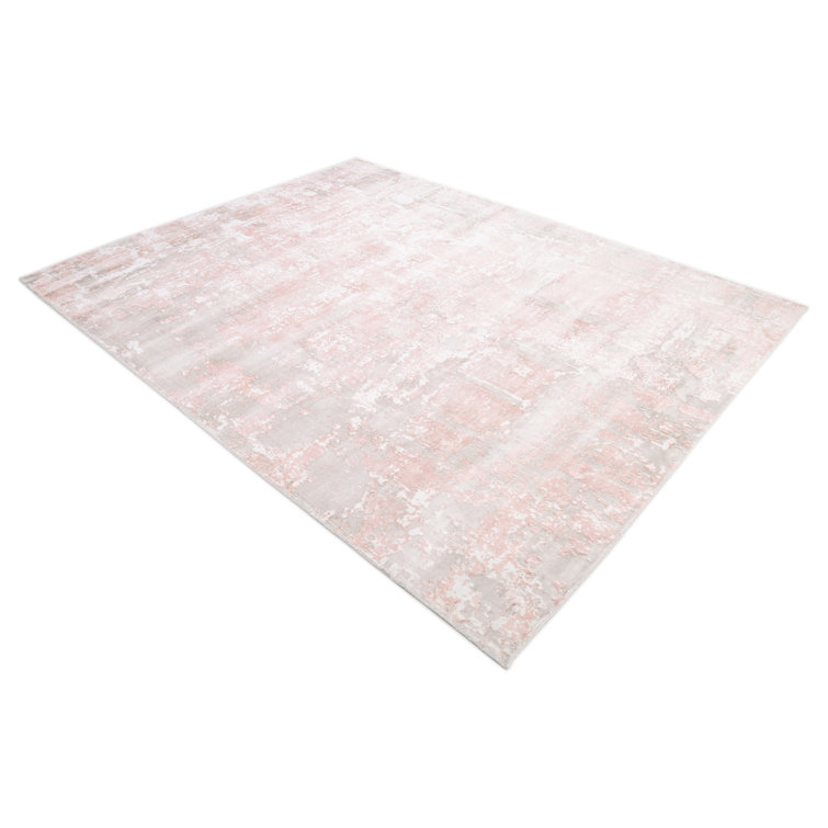 Blush Pink Abstract Handmade Wool Runner Rug