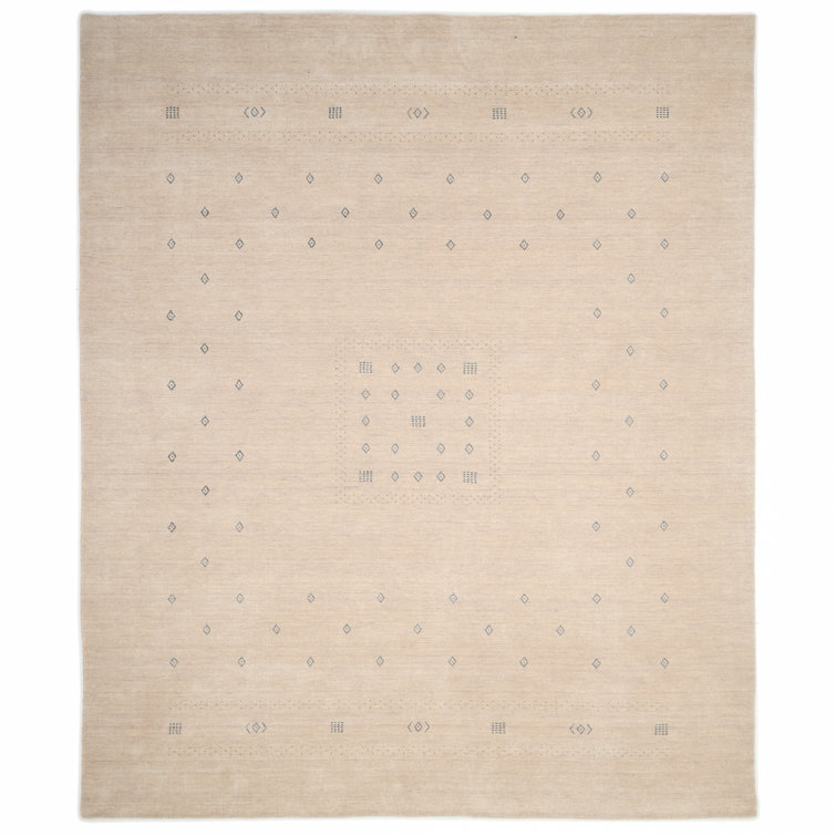 Natural Hand-Knotted Geometric Wool Area Rug 3' x 5'