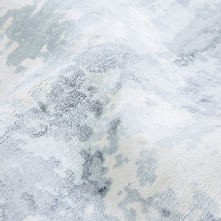Ivory Abstract Handmade Viscose 9' x 12' Area Rug