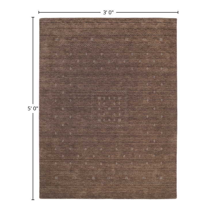 Cyrena Hand-Knotted Brown Wool Geometric Rug 3' x 5'