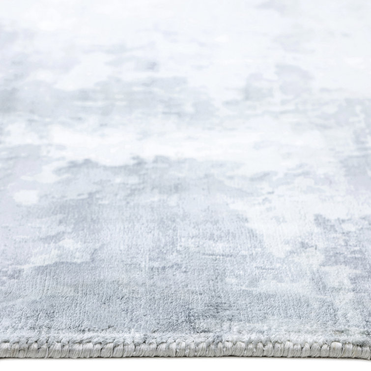 Ivory Abstract Handmade Viscose 9' x 12' Area Rug