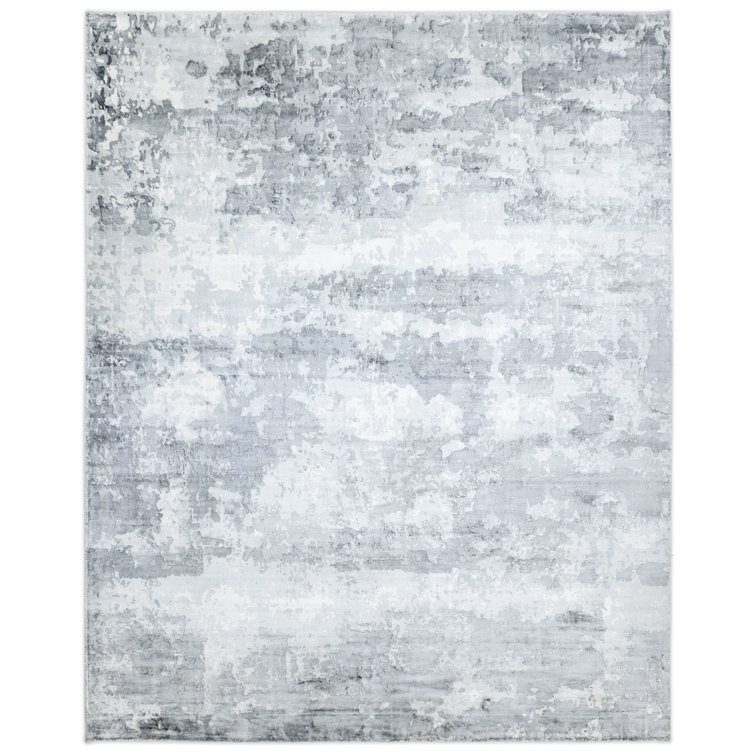 Ivory Abstract Handmade Viscose 9' x 12' Area Rug