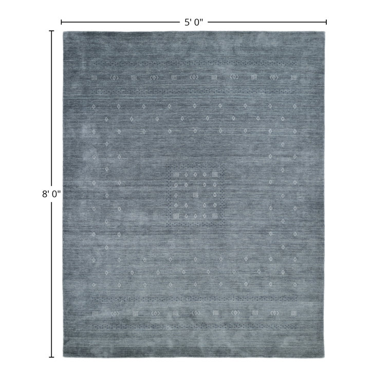 Slate Grey Geometric Wool 8' x 10' Handmade Rug