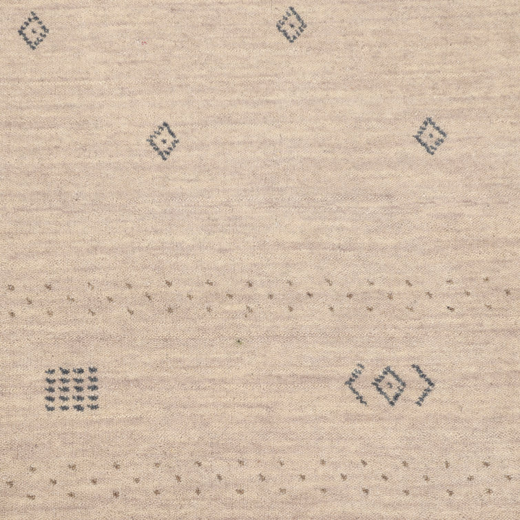 Natural Hand-Knotted Geometric Wool Area Rug 3' x 5'
