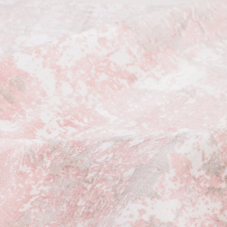 Blush Pink Abstract Handmade Wool Runner Rug