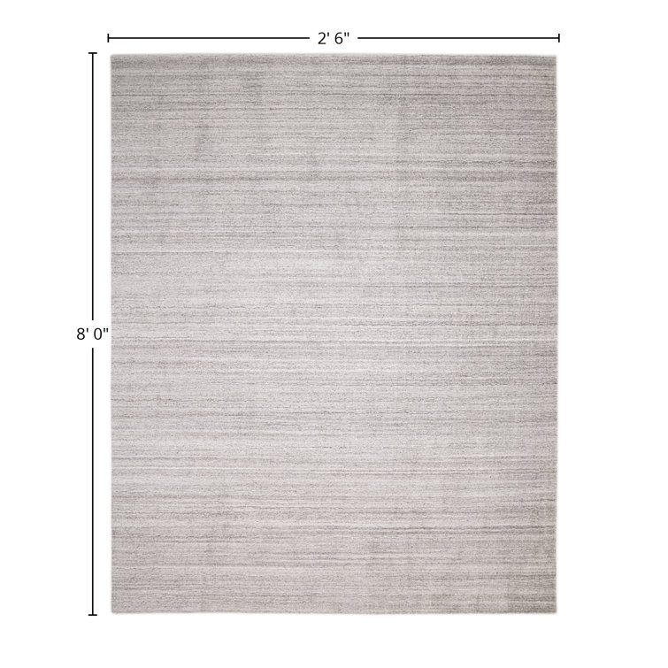 Halsey Hand-Knotted Silver Linen and Wool 2'6" x 8' Runner Rug