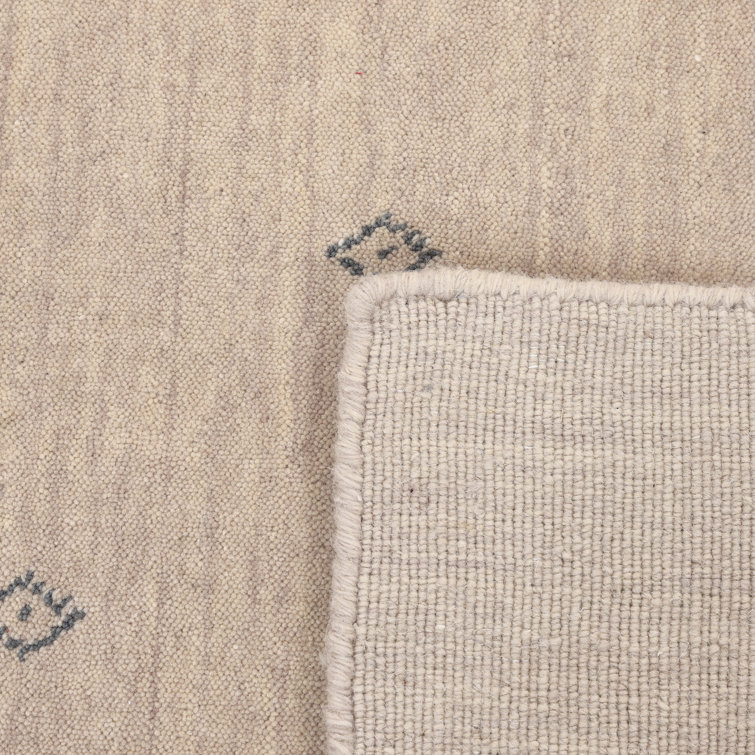 Natural Hand-Knotted Geometric Wool Area Rug 3' x 5'