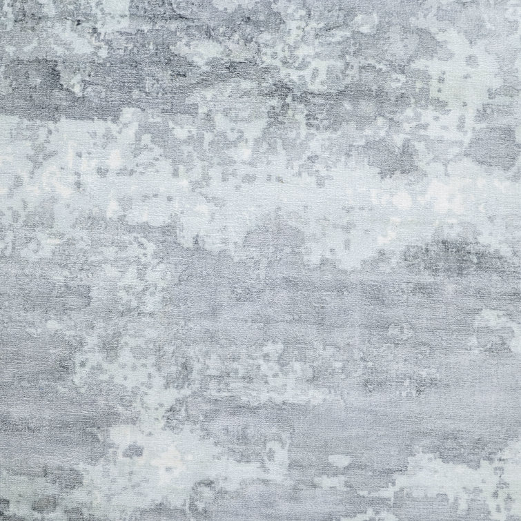 Ivory Abstract Handmade Viscose 9' x 12' Area Rug