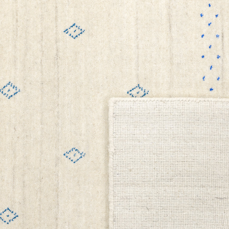 Ivory Hand-Knotted Wool Geometric Area Rug 6' x 9'