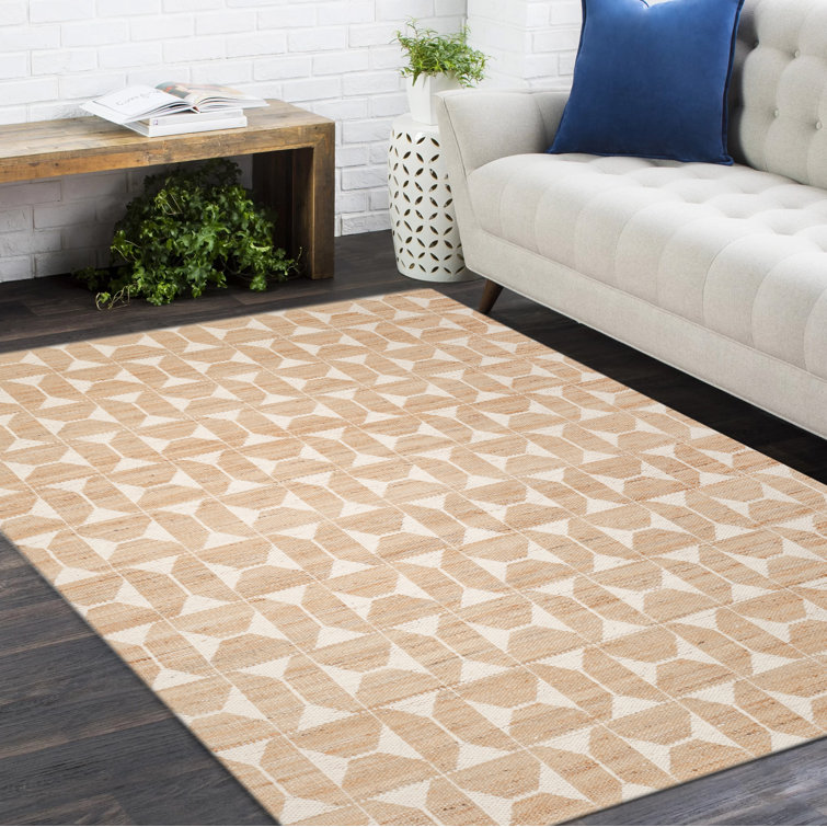 Ivory and Beige Hand-Knotted Wool Area Rug, 3' x 5'