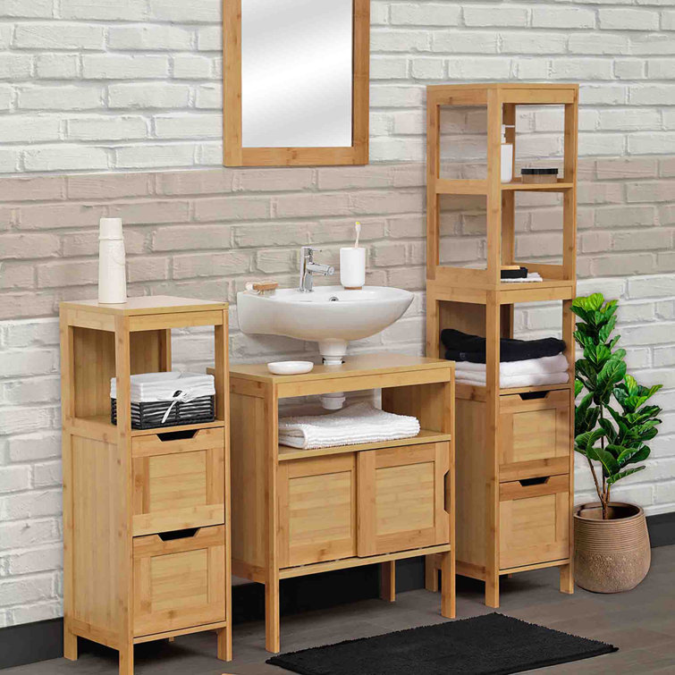 Mahe Bamboo and MDF Free-Standing Toilet Paper Holder Cabinet