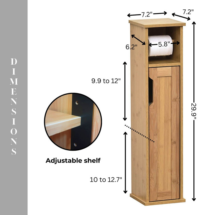 Mahe Bamboo and MDF Free-Standing Toilet Paper Holder Cabinet