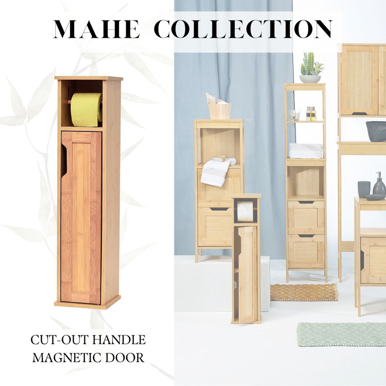 Mahe Bamboo and MDF Free-Standing Toilet Paper Holder Cabinet
