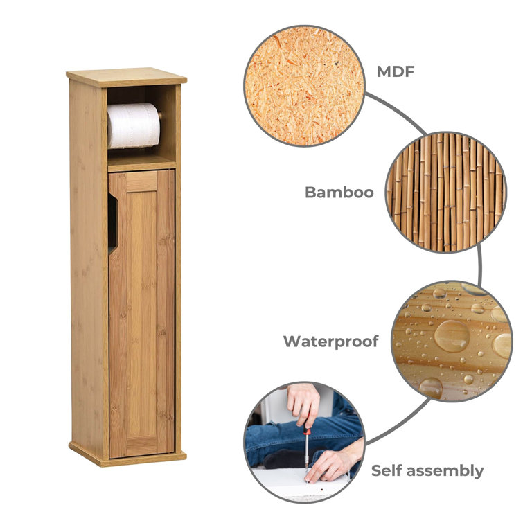 Mahe Bamboo and MDF Free-Standing Toilet Paper Holder Cabinet