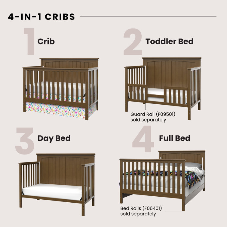 Sheldon Cocoa Bean Pinewood 4-in-1 Convertible Crib