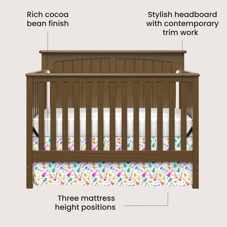 Sheldon Cocoa Bean Pinewood 4-in-1 Convertible Crib