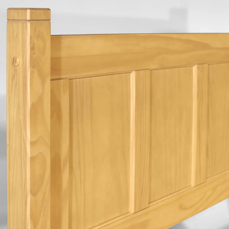 Natural Pine Queen Wood Panel Bed with Headboard