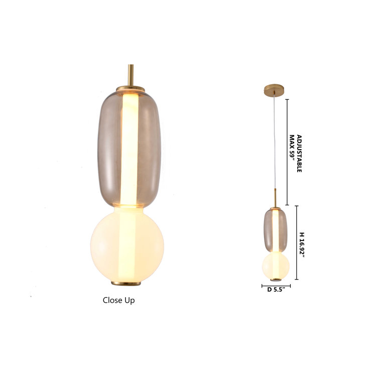 Gold and White Glass LED Pendant Light