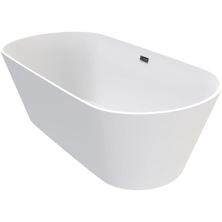 67" Glossy White Acrylic Freestanding Soaking Bathtub