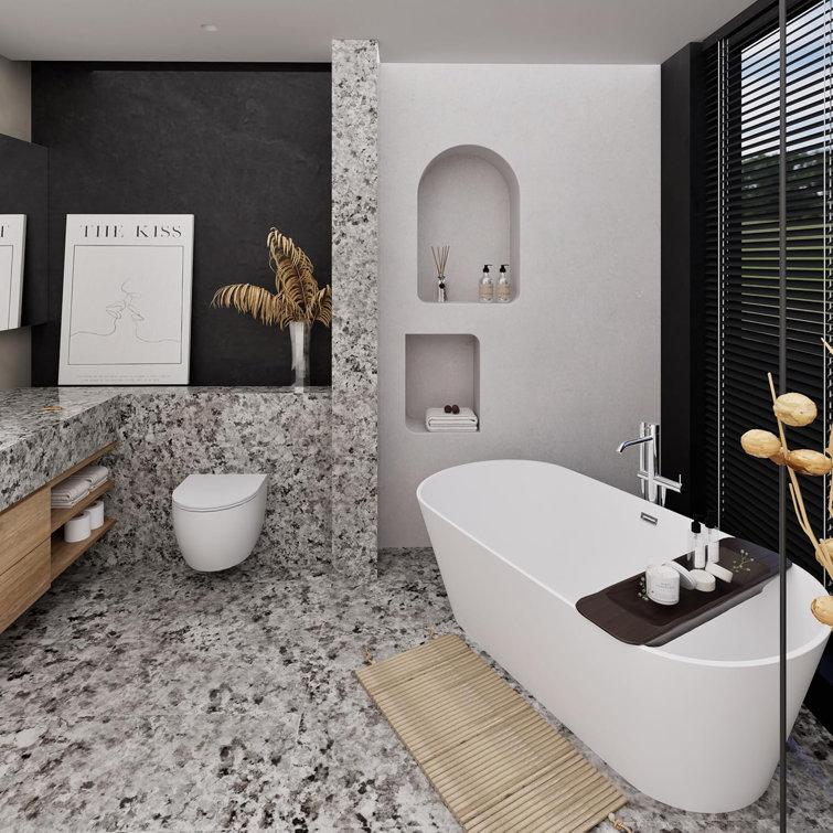 67" Glossy White Acrylic Freestanding Soaking Bathtub