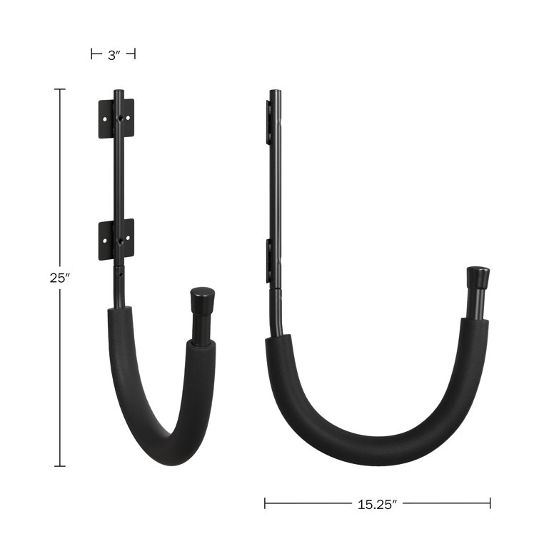 Black Powder-Coated Steel Heavy Duty Kayak Storage Hooks