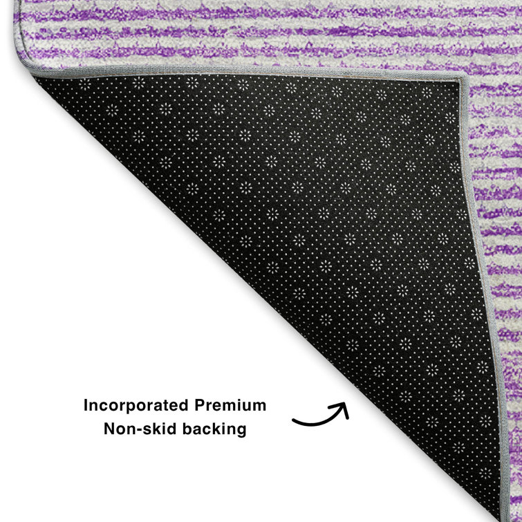 Lavender Rectangular Washable Synthetic Rug, 2'6" x 3'10"