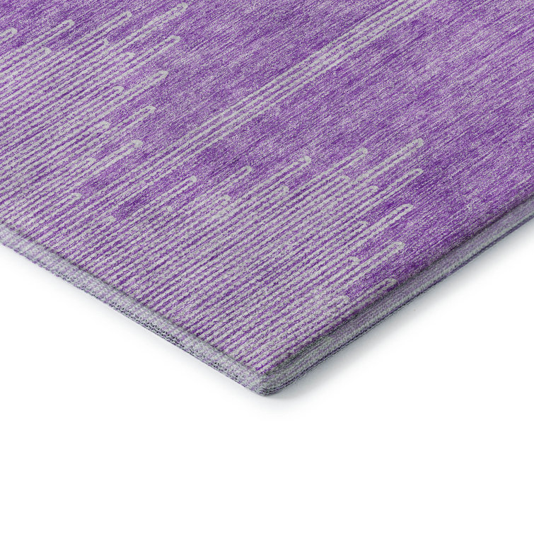 Lavender Rectangular Washable Synthetic Rug, 2'6" x 3'10"