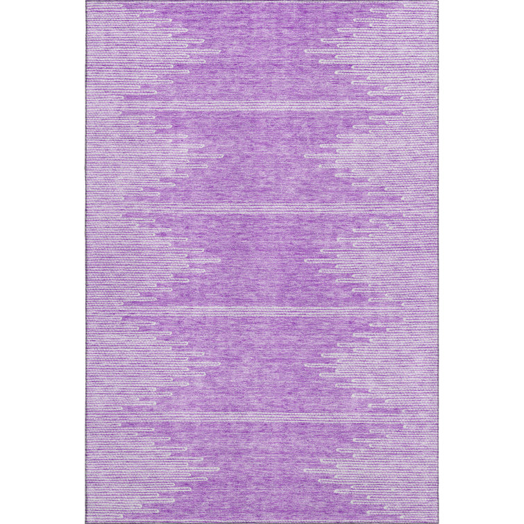 Lavender Rectangular Washable Synthetic Rug, 2'6" x 3'10"