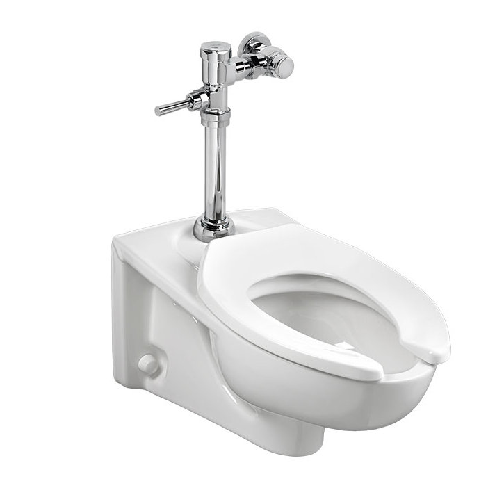 White Ceramic Wall-Mounted Elongated Toilet Bowl