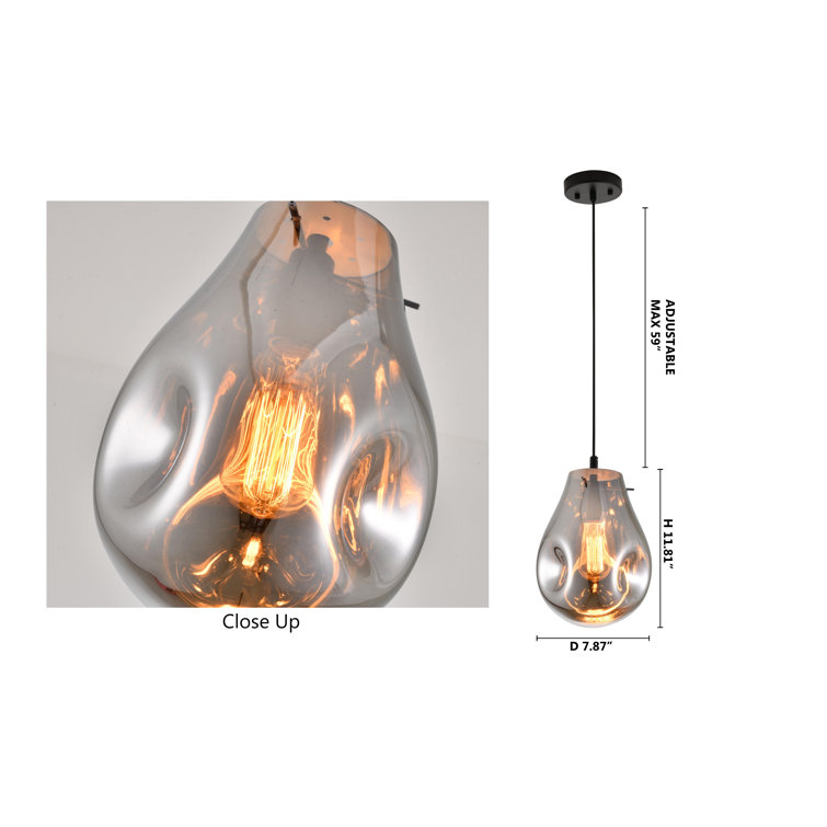 Black and Smoke Glass Jar Pendant Light
