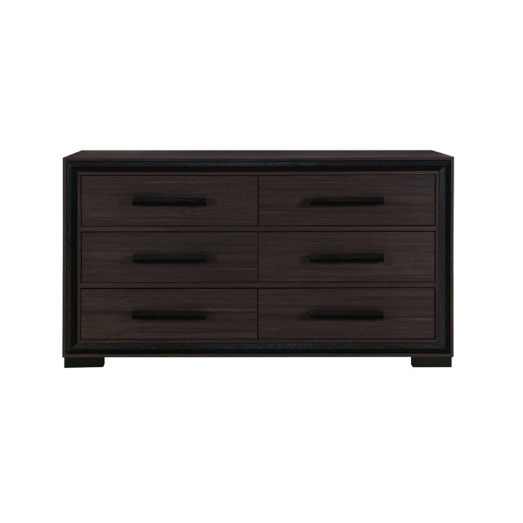 Amelia Queen Dark Brown 5-Piece Bedroom Set with Black Trim