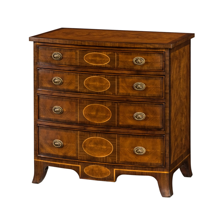 Mahogany and Walnut 4-Drawer Bowfront Nightstand